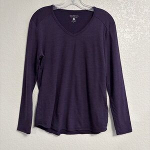Segments Tee Top Womens L Merino Wool Base Layer Long Sleeve Vneck Purple